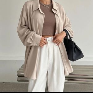 High LOW Hem Drop Shoulder Shirt SHEIN